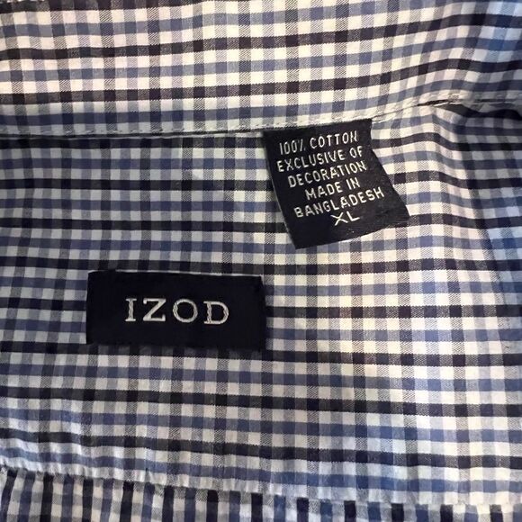 Izod XL preppy blue checked bleached oversize button up - Picture 9 of 9